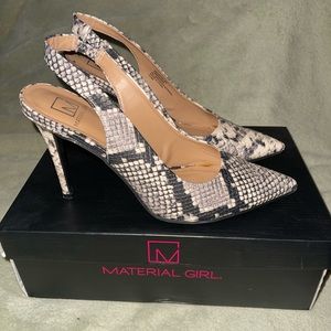 skin covered toes sling back heels size 8, worn once to a Holiday party.